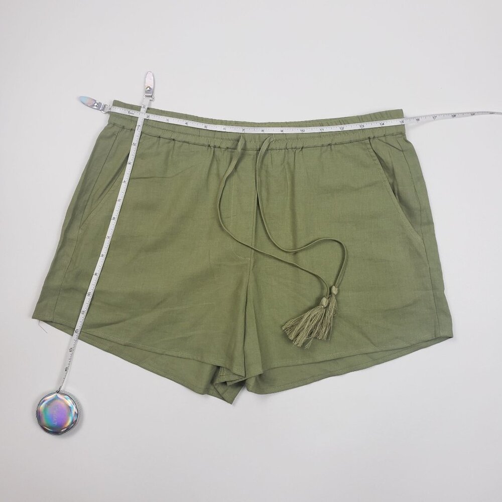Andie Swim The Graciosa Short Women's Sz Small Ivy Green Linen Blend Tassel Ties - Picture 5 of 16